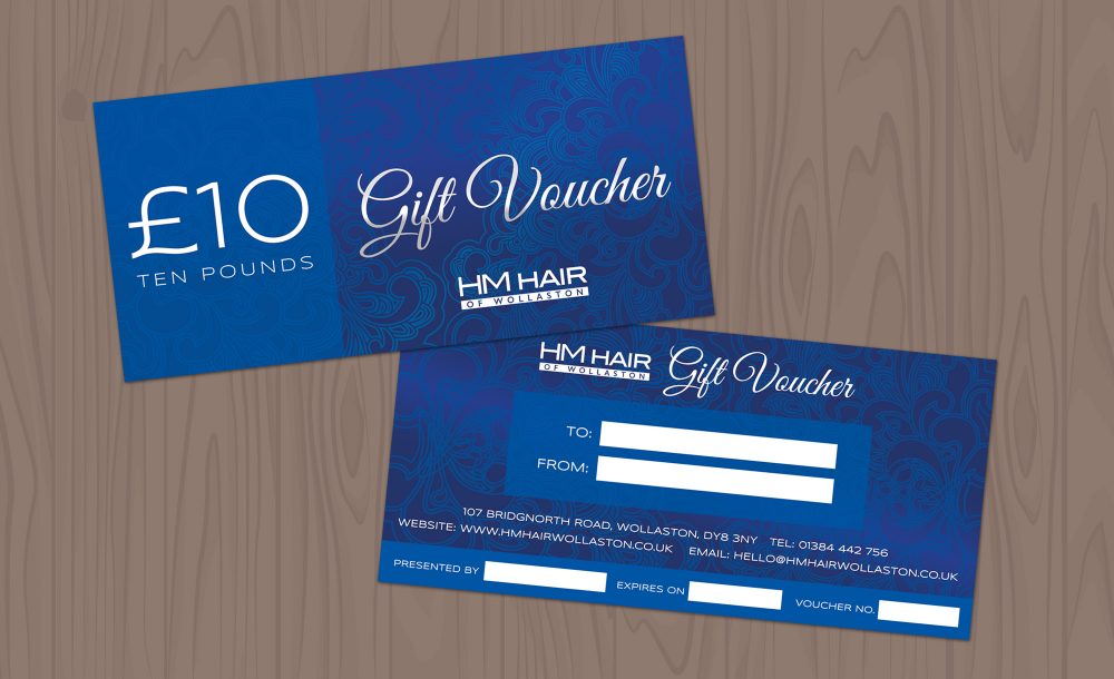 HM Hair Stourbridge, Gift Voucher Design & Print