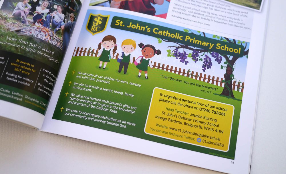 Magazine advert design St John's School