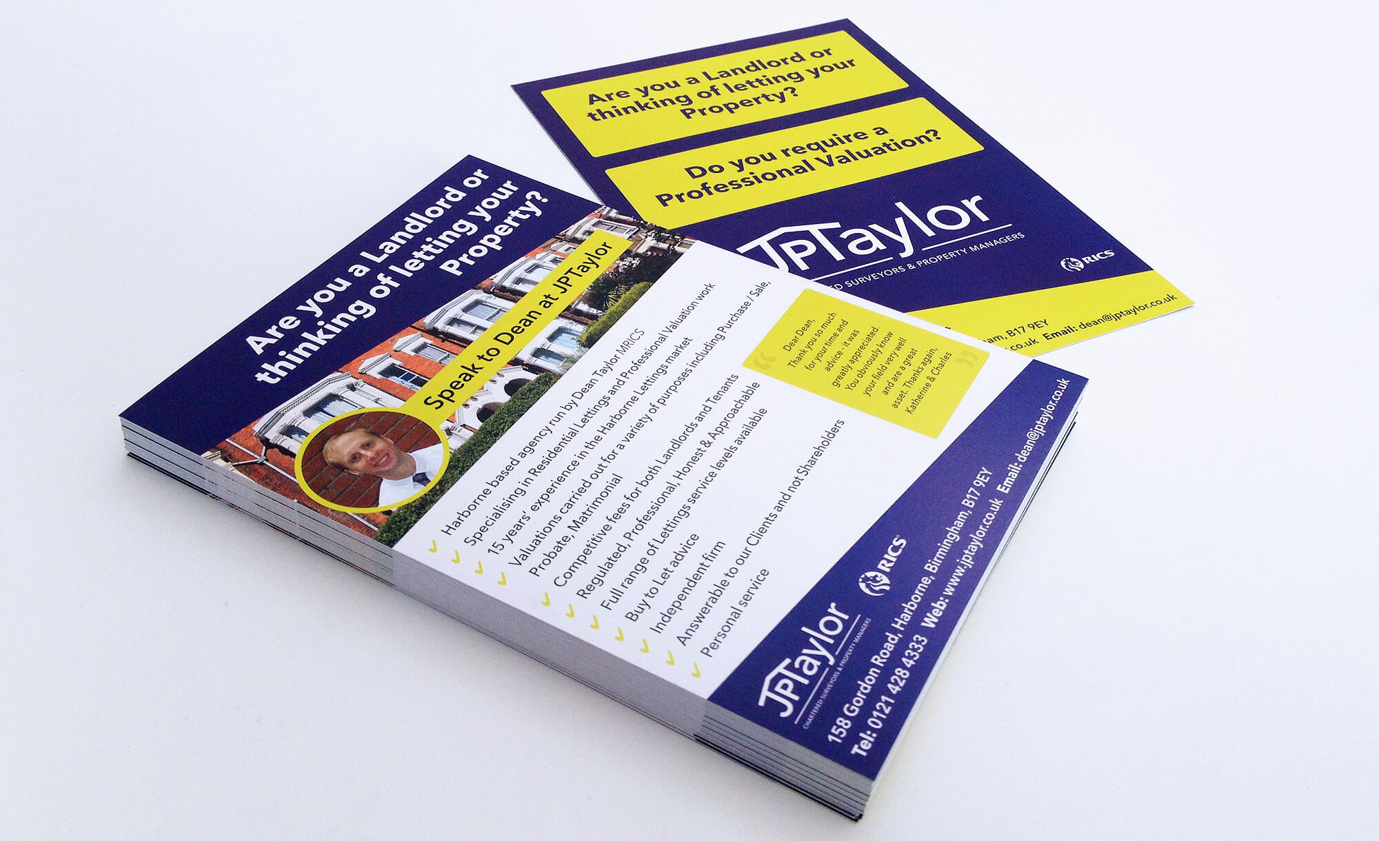 JPTaylor Lettings Agency A6 Flyer Design & Print