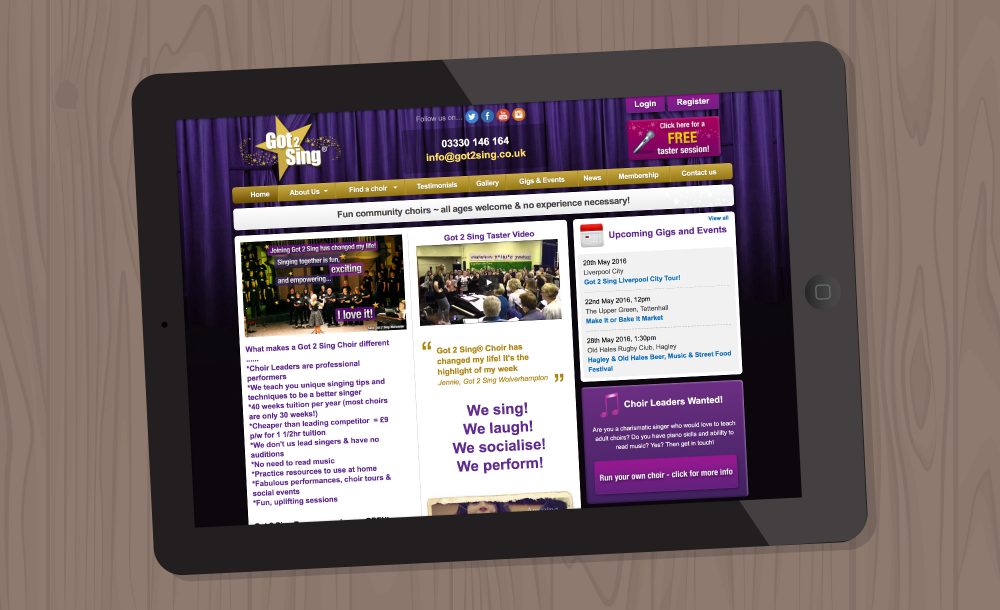 Got2Sing Stourbridge web design