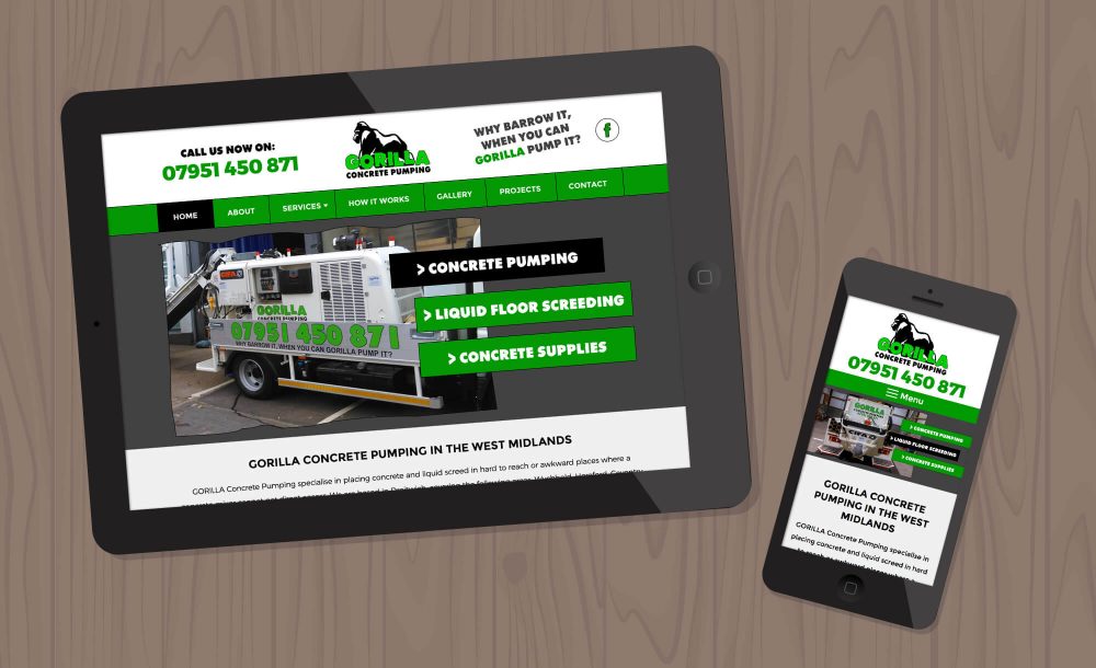 Gorilla Concrete Pumping website