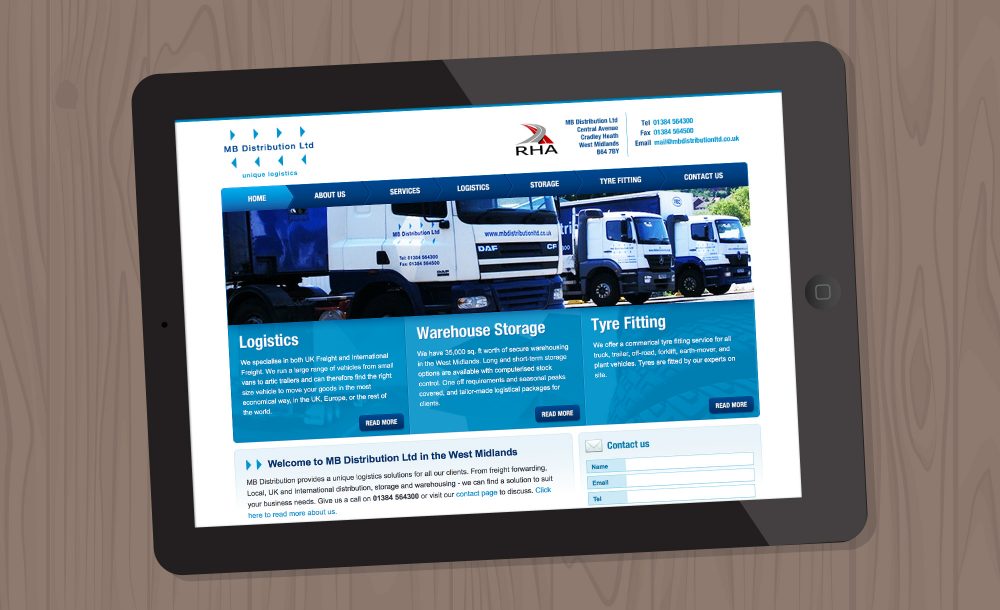 MB Distribution website redesign Cradley